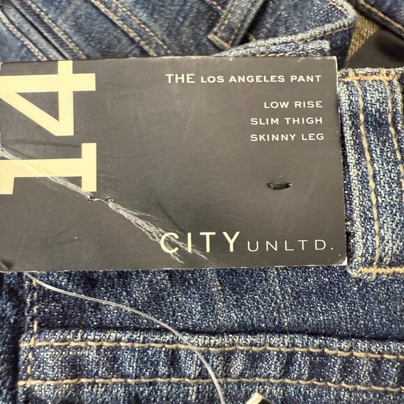 NWT City UnLTD. The Los Angeles Pant Denim Low Rise Slim Thigh Skinny Leg Sz 14 - Picture 4 of 9
